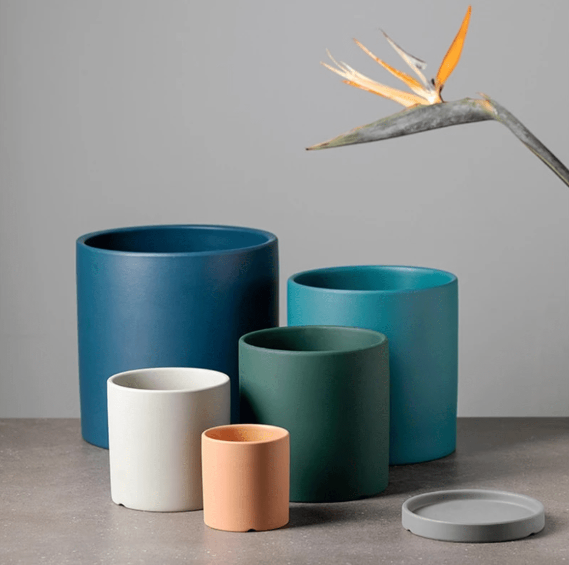 Ceramic Plant Pot with Drainage Hole and Saucer
