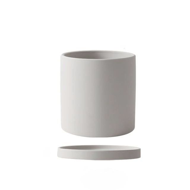 Ceramic Plant Pot with Drainage Hole and Saucer