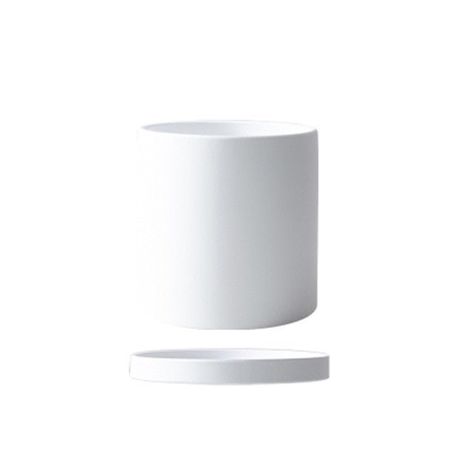 Ceramic Plant Pot with Drainage Hole and Saucer