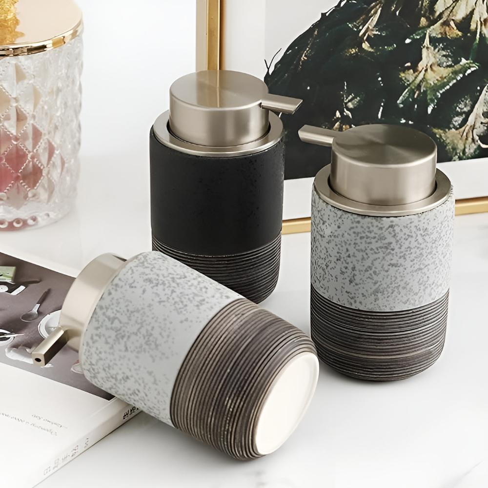 Textured Stoneware Soap Dispenser 300ml