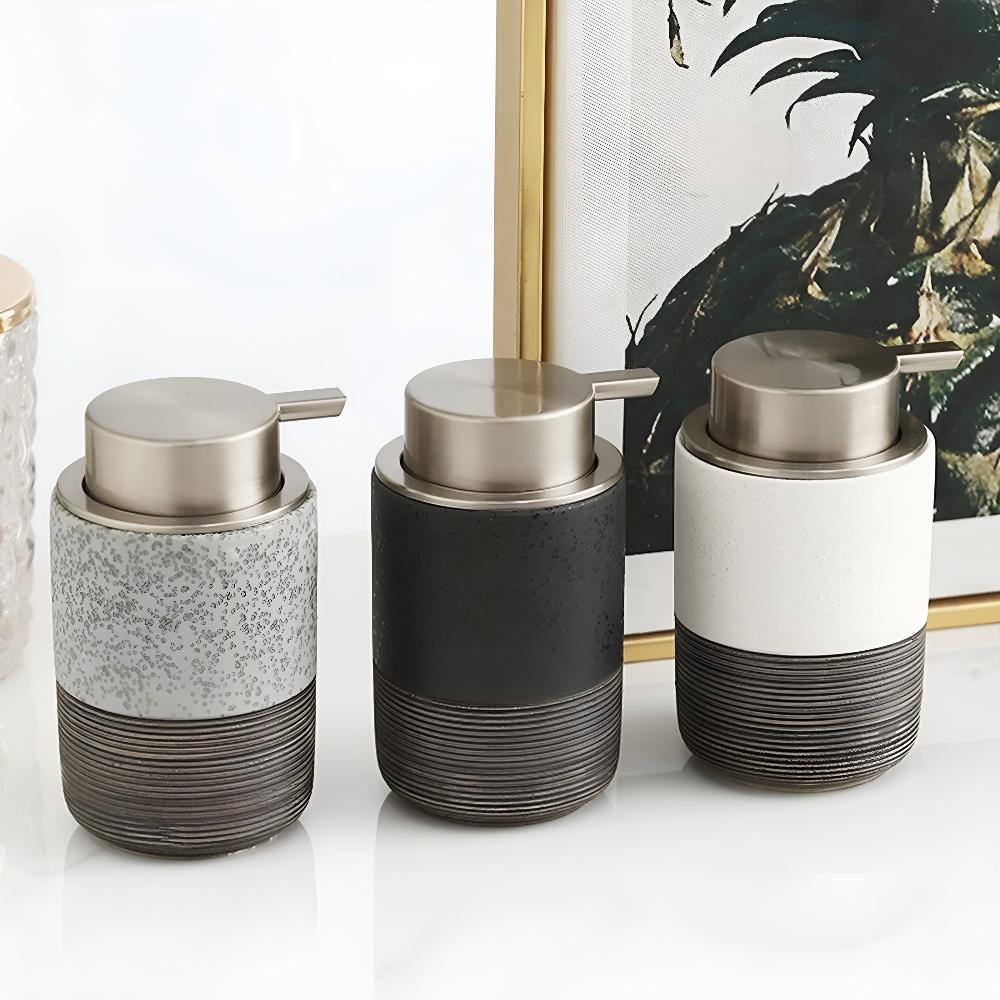 Textured Stoneware Soap Dispenser 300ml