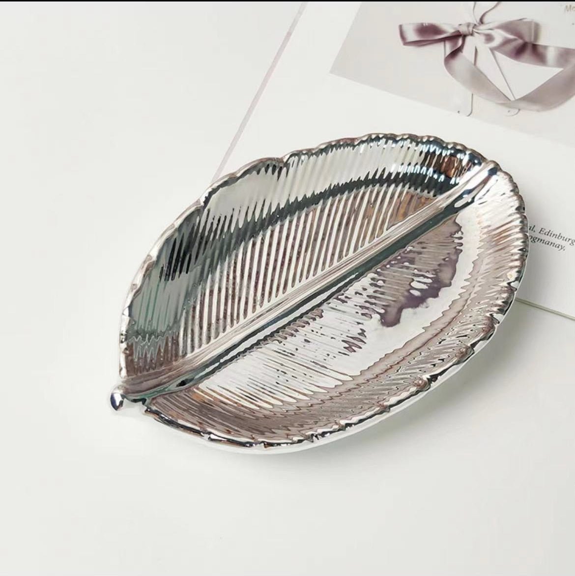 Ceramic Decorative Tray, Three Metallic Finishes