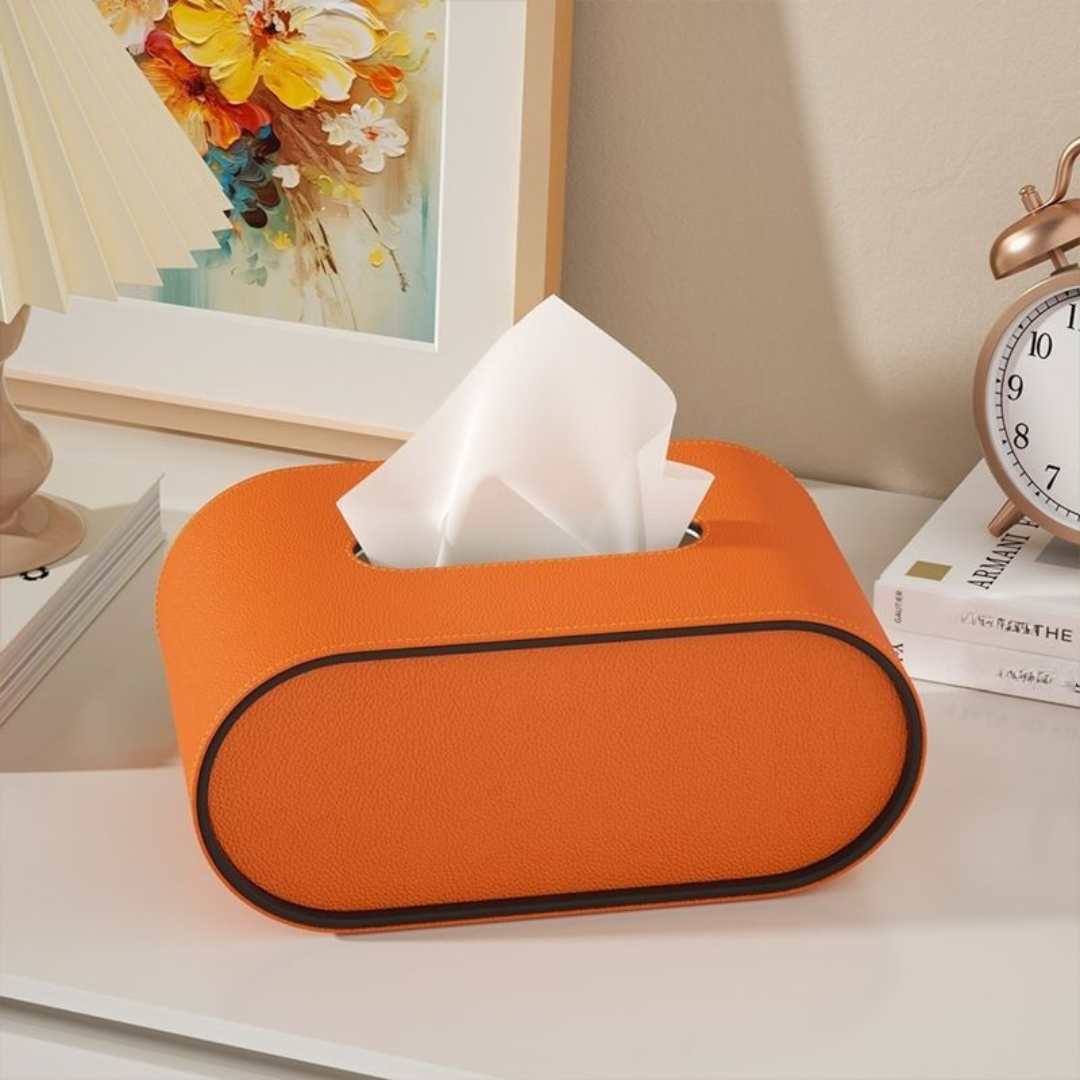 Leather Look Tissue Box Cover, Oval