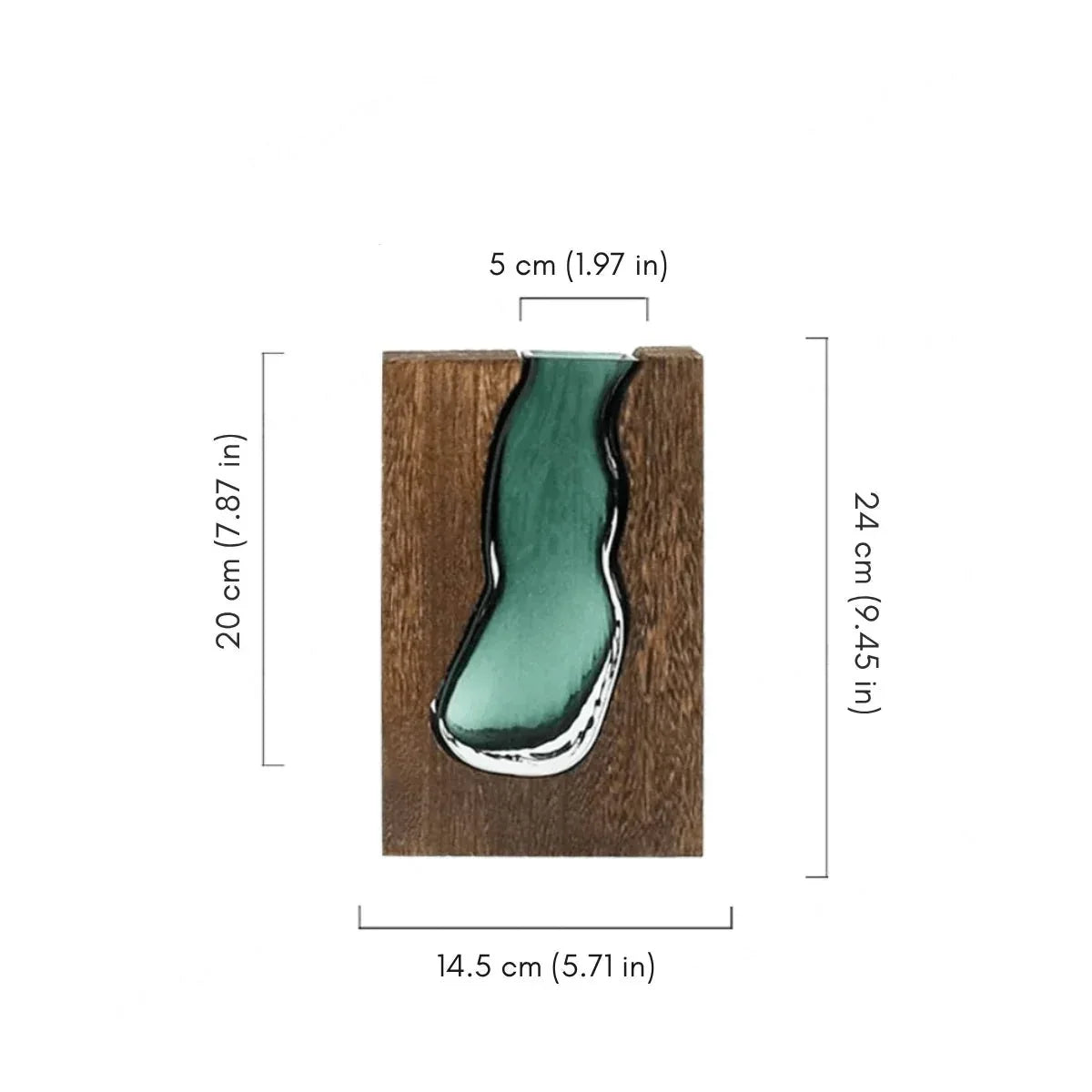 Wood and Tinted Glass Vase, Two Heights