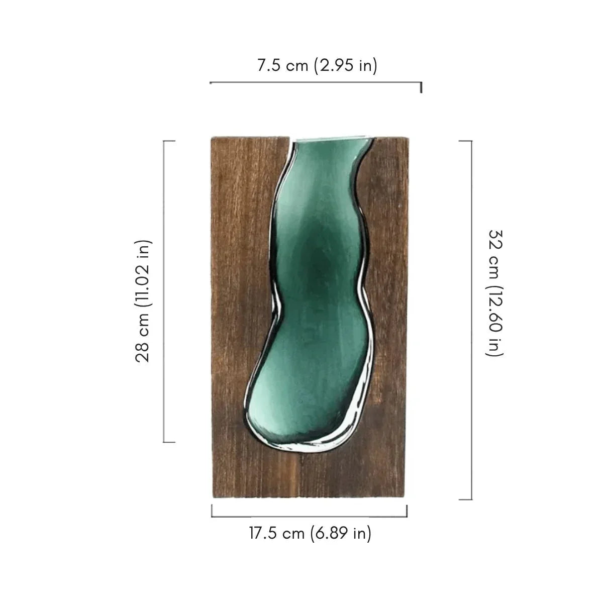 Wood and Tinted Glass Vase, Two Heights