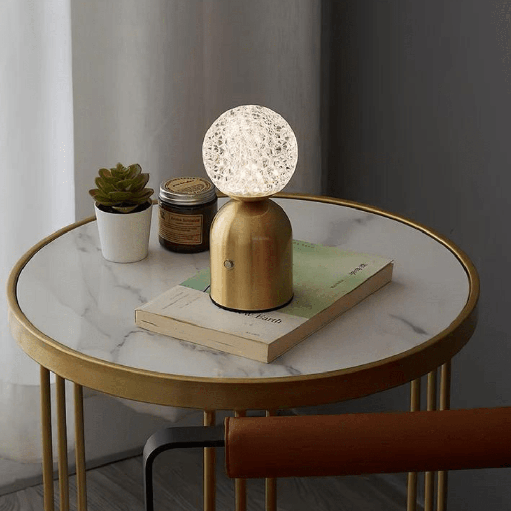 Gold Cordless Table Lamp – Sculptural Rechargeable Light
