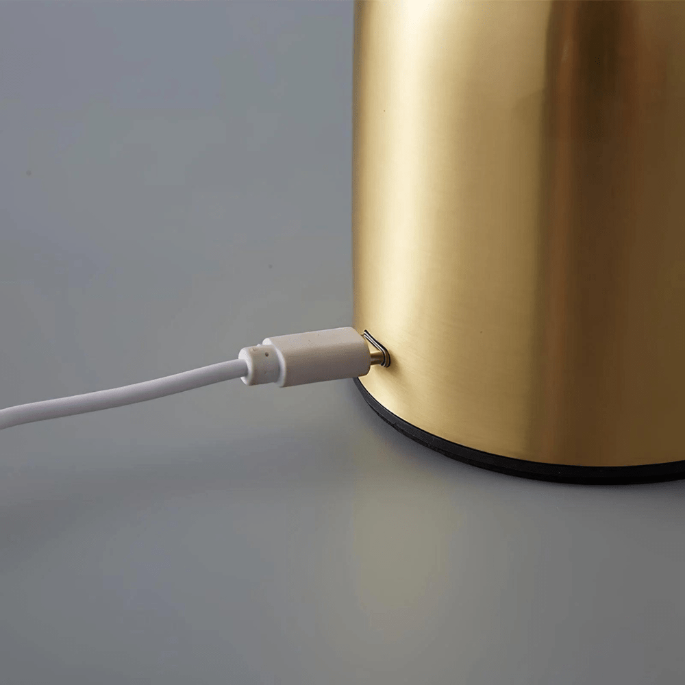 Gold Cordless Table Lamp, Sculptural Rechargeable Light