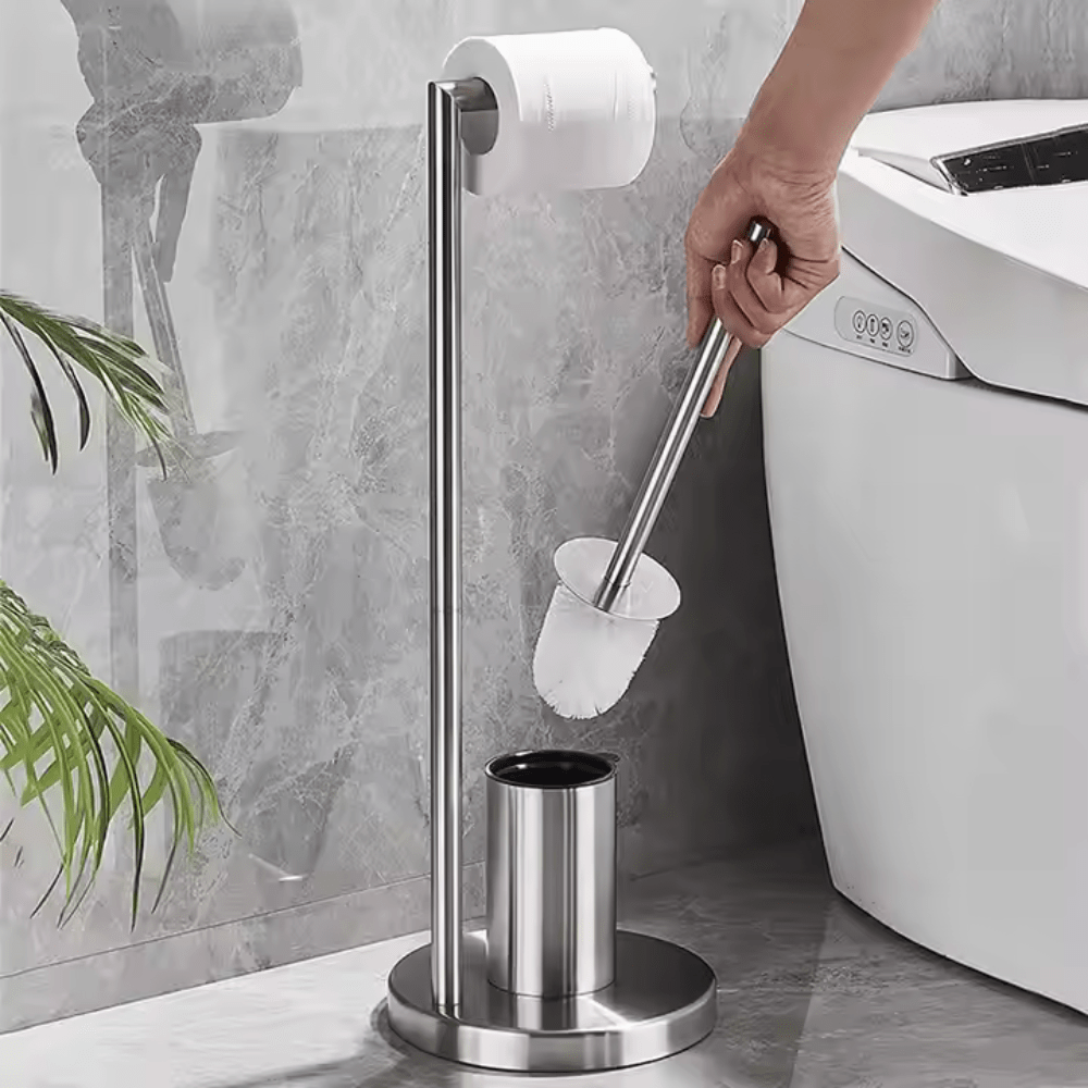 Freestanding Toilet Paper Holder with Brush