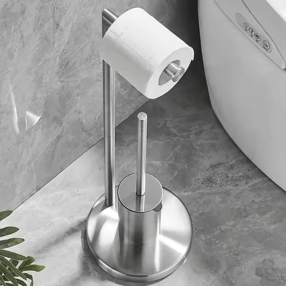 Freestanding Toilet Paper Holder with Brush