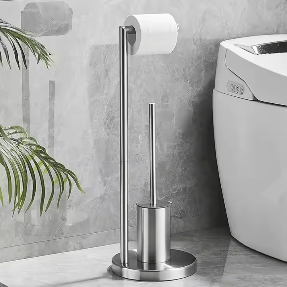 Freestanding Toilet Paper Holder with Brush