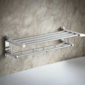 Stainless Steel Towel Rack with Shelf and Hooks