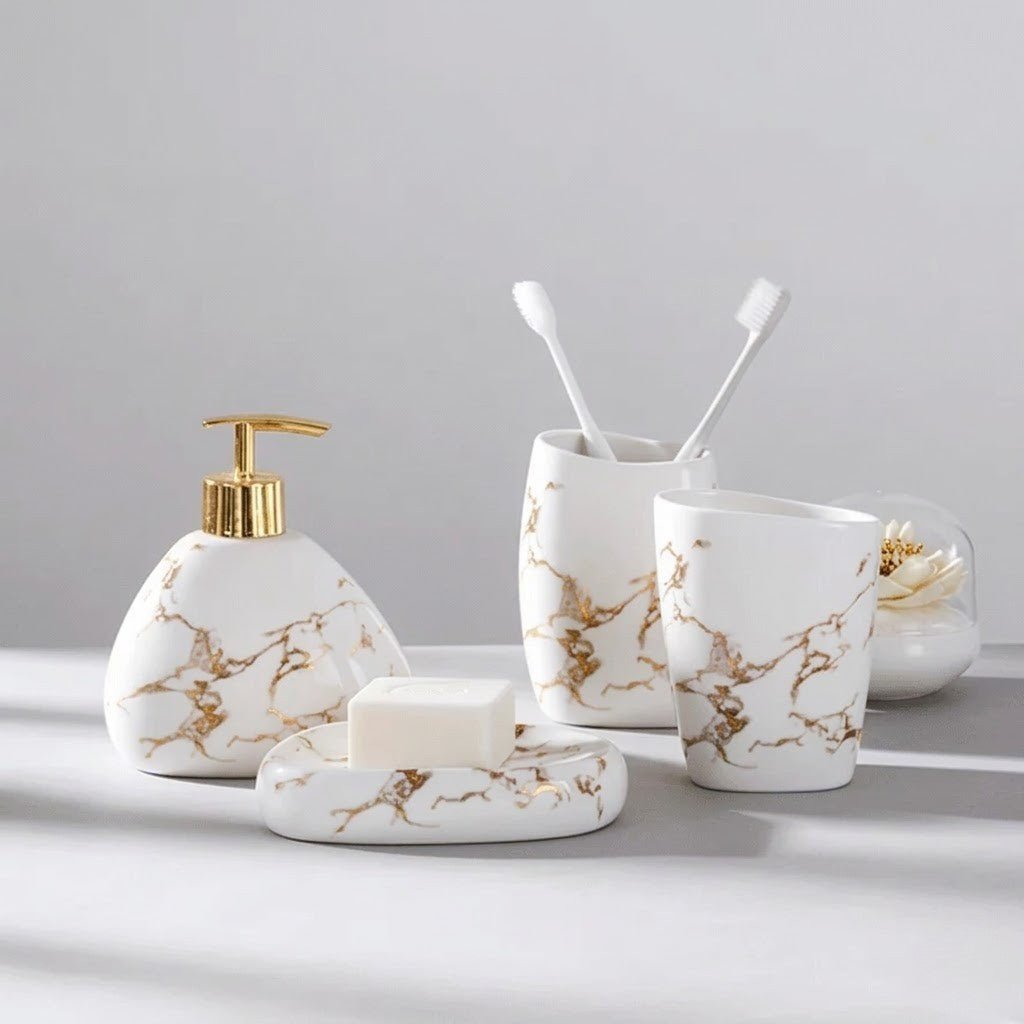 Marble Effect Ceramic Bathroom Set