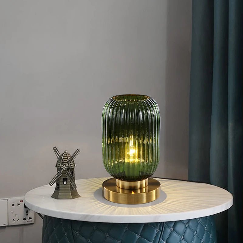 Amber Glass Table Lamp in Two Designs
