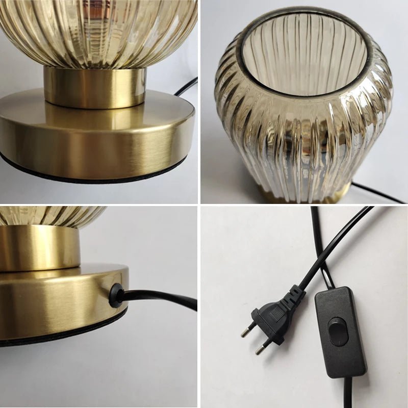 Amber Glass Table Lamp in Two Designs