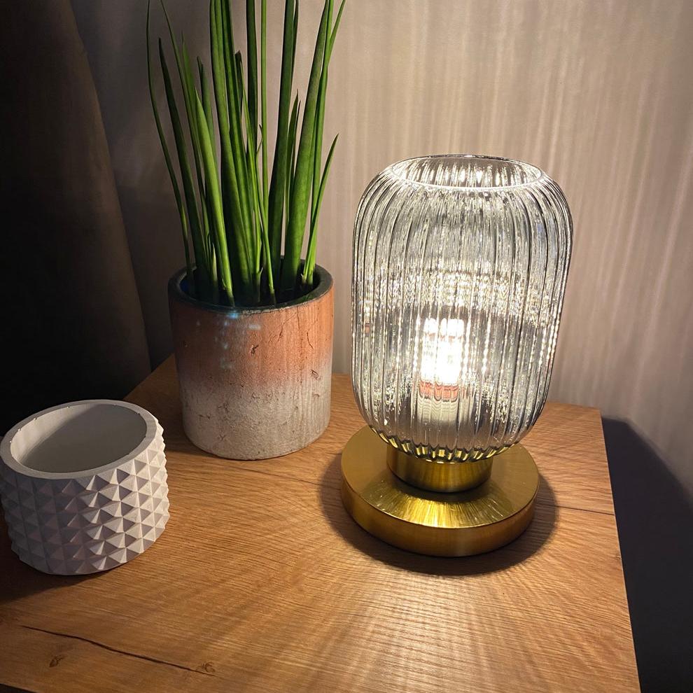 Amber Glass Table Lamp in Two Designs