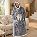 Oversized Sherpa Blanket Hoodie with Pet Pouch
